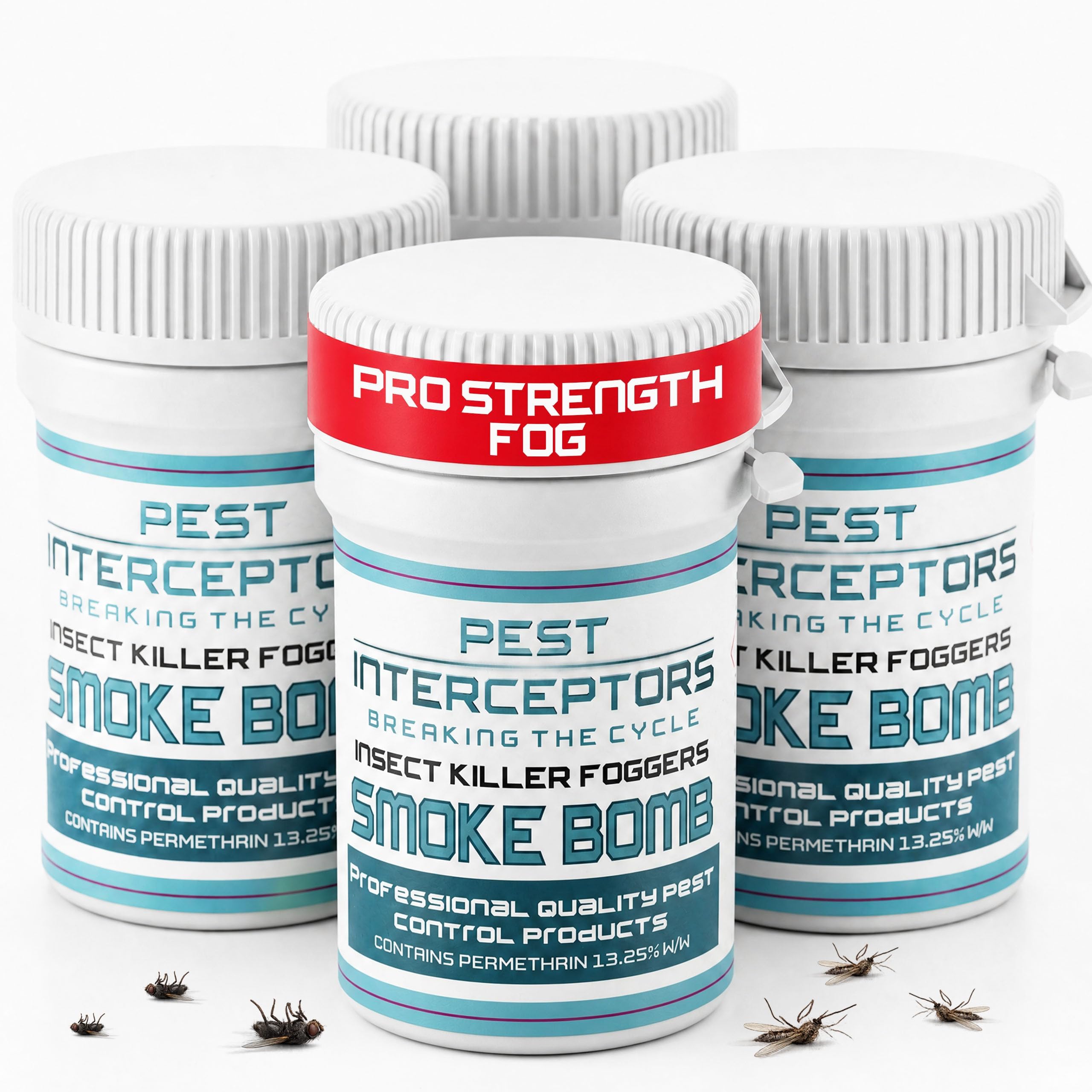 SMOKE BOMB - Insect Foggers, 4 Pack, for House Flies, Mosquitoes, Cockroaches, Bedbugs, Fleas, Moths, cluster flies and Beetles