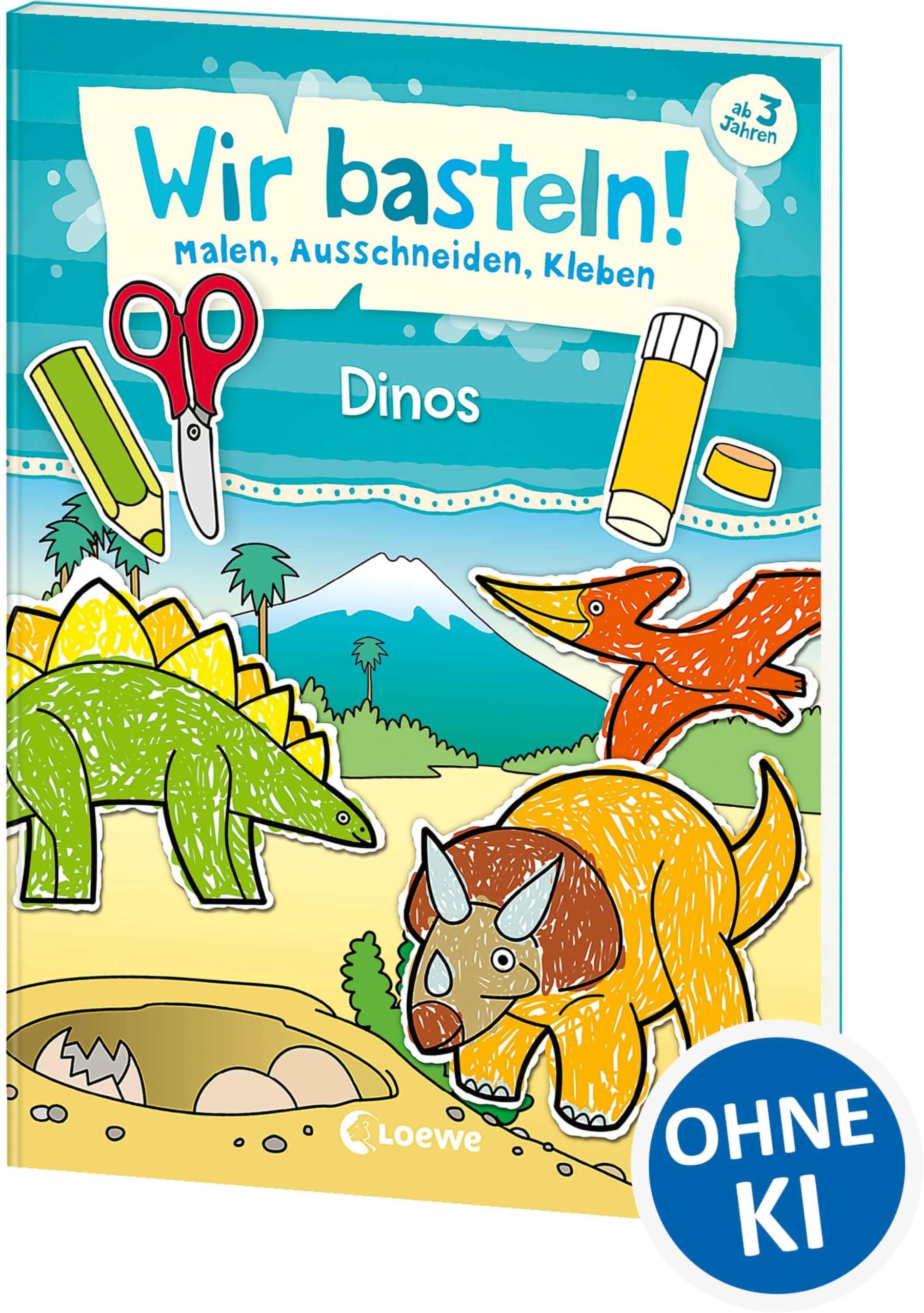 Wir basteln! - Malen, Ausschneiden, Kleben - Dinos: Beschäftigung für Kinder ab 3 Jahre