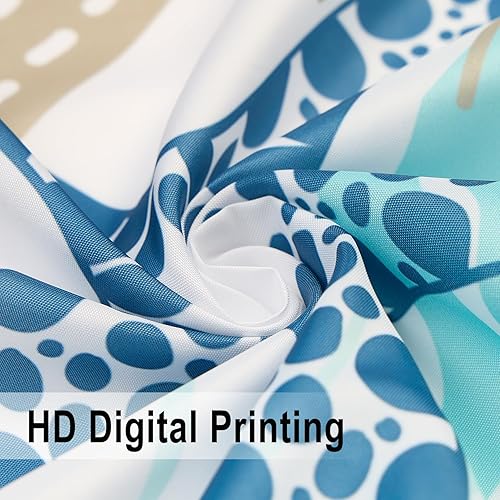 Miniatura 6 de Cortina de ducha náutica costera, cortina de baño con temática de playa oceánica, estrella de mar y coral, decoración de baño, tela impermeable