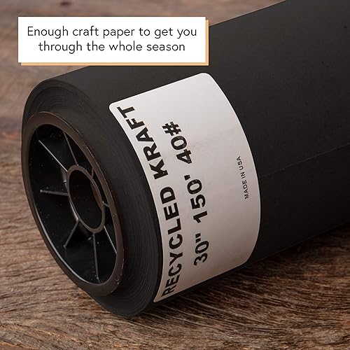 Miniatura 5 de DIY CREW Rollo de papel kraft negro, 18 pulgadas x 150 pies, fabricado en Estados Unidos, material reciclado, papel de regalo, ideal para embalaje,
