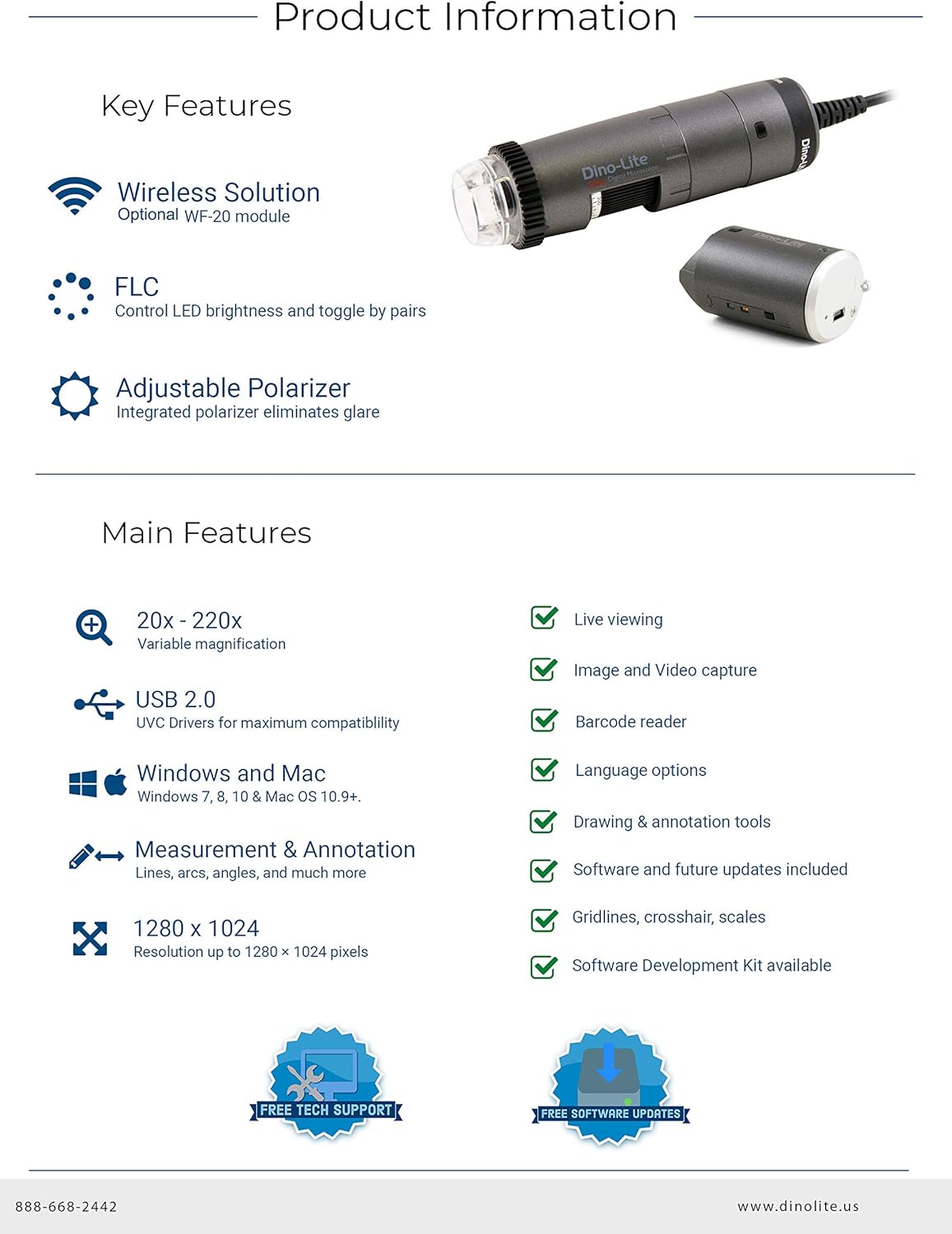 Dino-Lite AF4115ZT key features and main features list