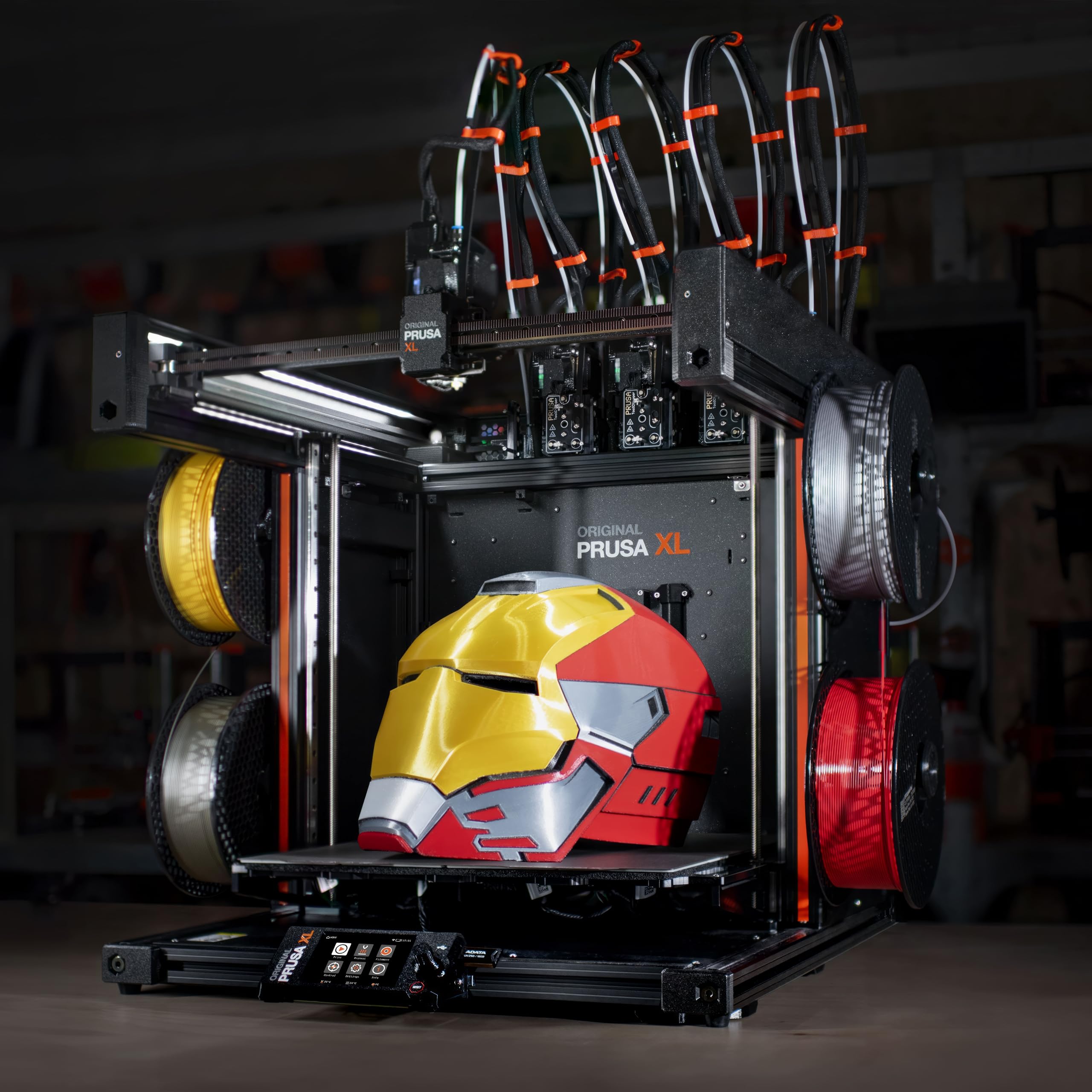 ORIGINAL PRUSA XL zusammengebaut | 5 Druckköpfe | CoreXY 3D-Drucker | 36×36×36 cm Druckvolumen | Inkl. satiniertes Blech & 1 kg Schwarze Prusament PLA Spule
