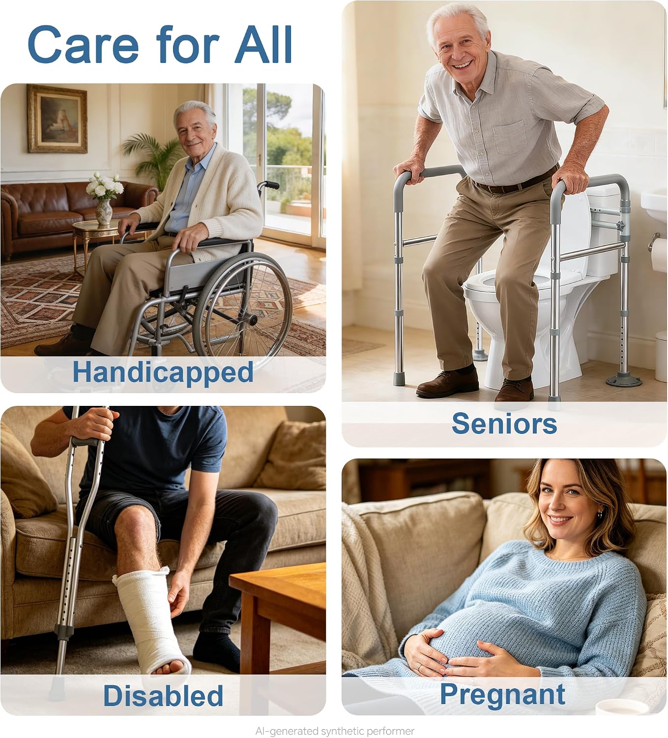 HOMLAND Toilet Safety Rails for Seniors, Adjustable Height & Width, 350 Lbs | Padded Armrests, Foldable Aluminum Toilet Safety Frame, Handicap Toilet Handles for Elderly and Disabled, Fit Any Toilets