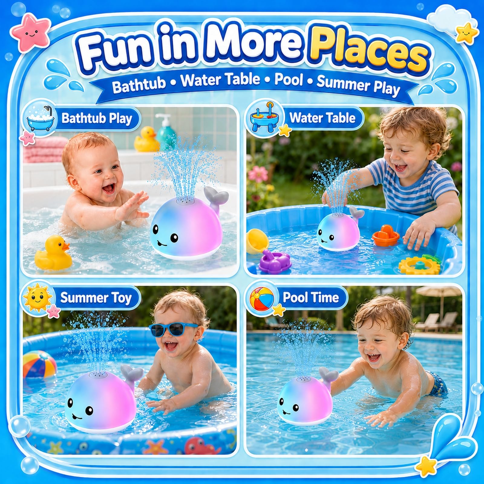 Light Up Bath Toys for Baby Toddlers 1-3, Whale Baby Bath Toys for Kids