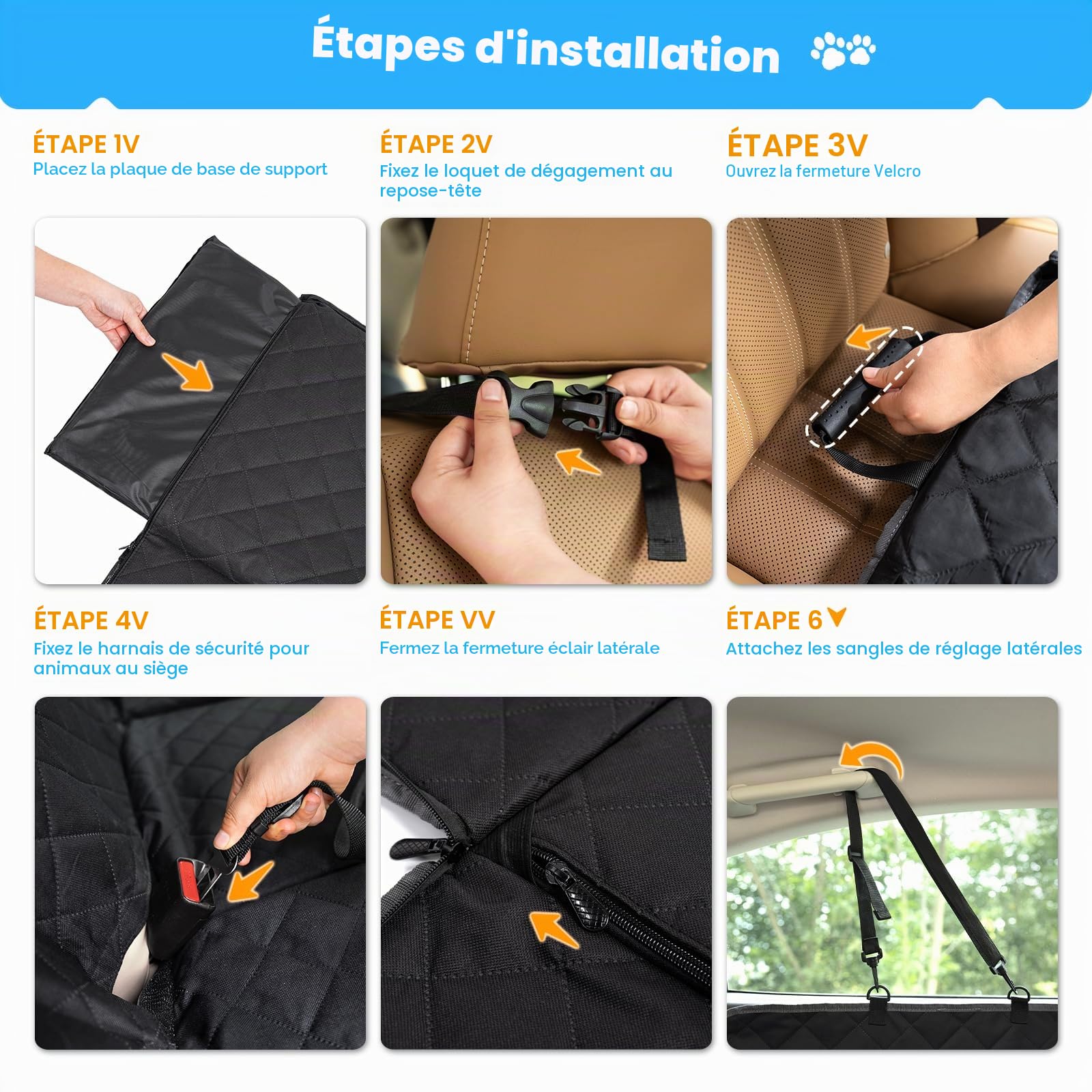 Couvertures de Voiture pour Chiens, pour Banquette arrière de Voiture, Imperméable, avec Protection latérale et fenêtre de visualisation, avec Dessous Dur, Résistante aux Rayures