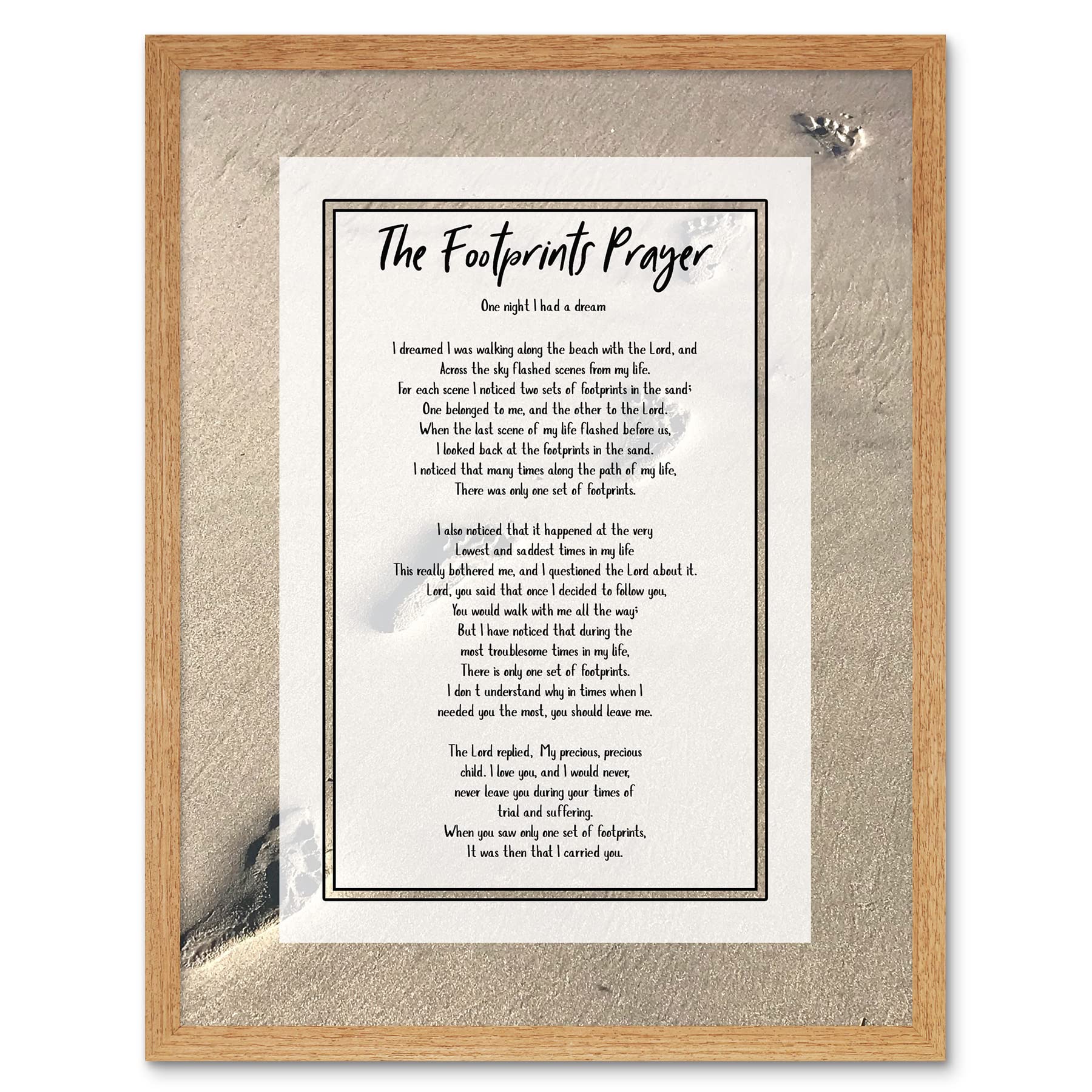 Artery8 God Jesus Footprints In The Sand Poem Inspirational Art Print Framed Poster Wall Decor 12x16 inch