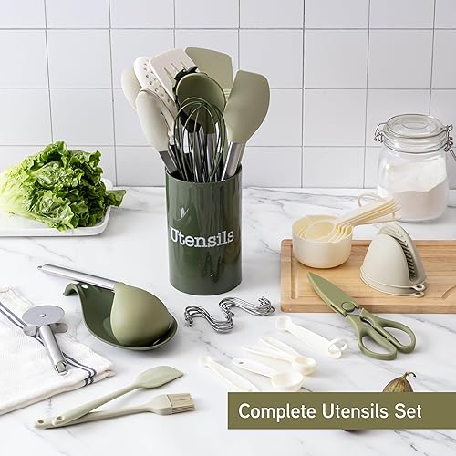 Miniatura 3 de COOK WITH COLOR - Juego de utensilios de cocina de silicona, 38 piezas, fáciles de limpiar, utensilios de cocina para batería de cocina antiadherente