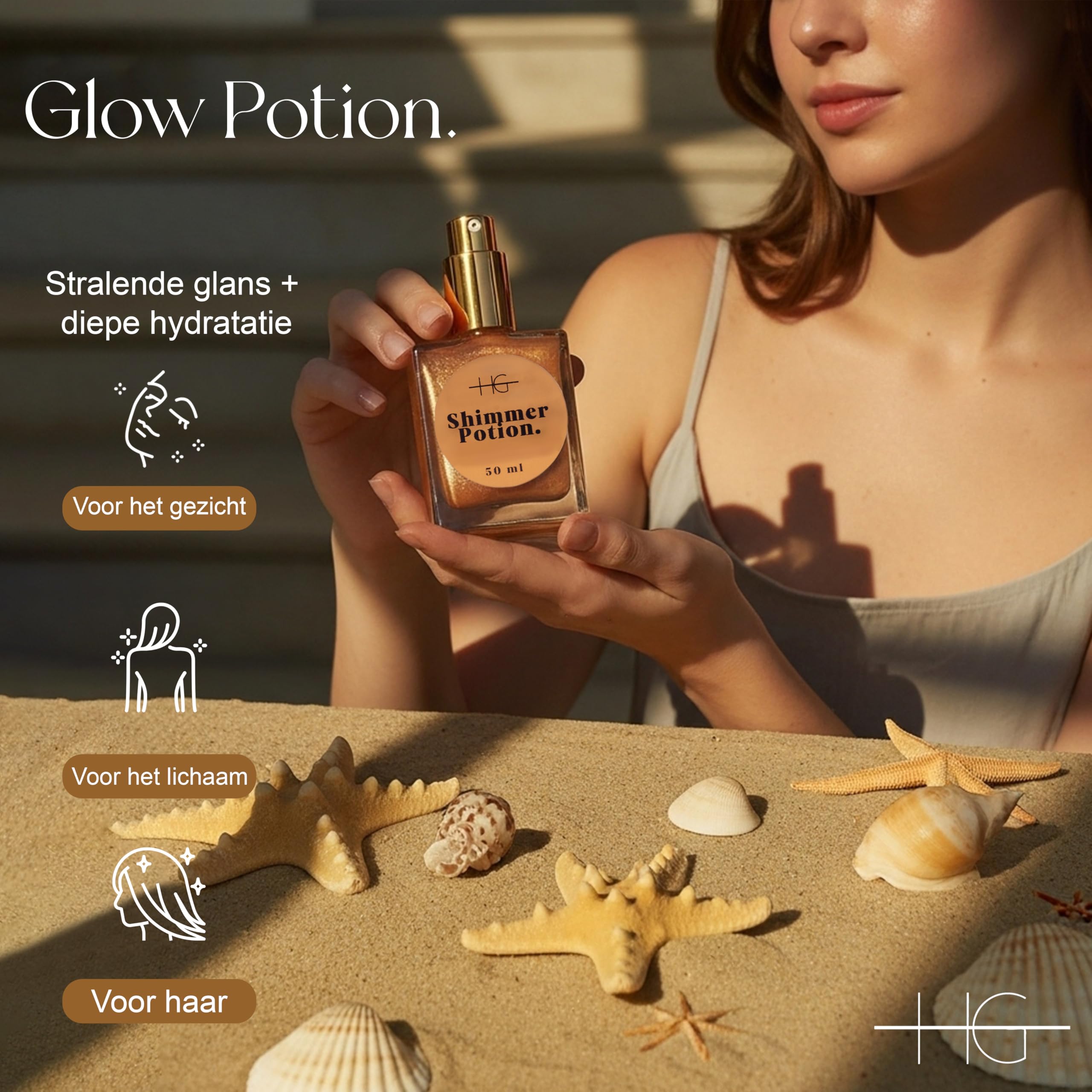 Shimmer Potion Suchy Olejek miodowy, nawilżający i błyszczący olejek do ciała i twarzy (brązowy odcień, 50 ml)