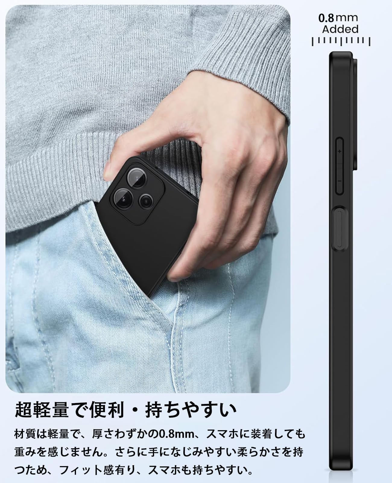Amazon.co.jp: LAYJOY Xiaomi Redmi 12 5G ケース ソフト シリコン 黒 