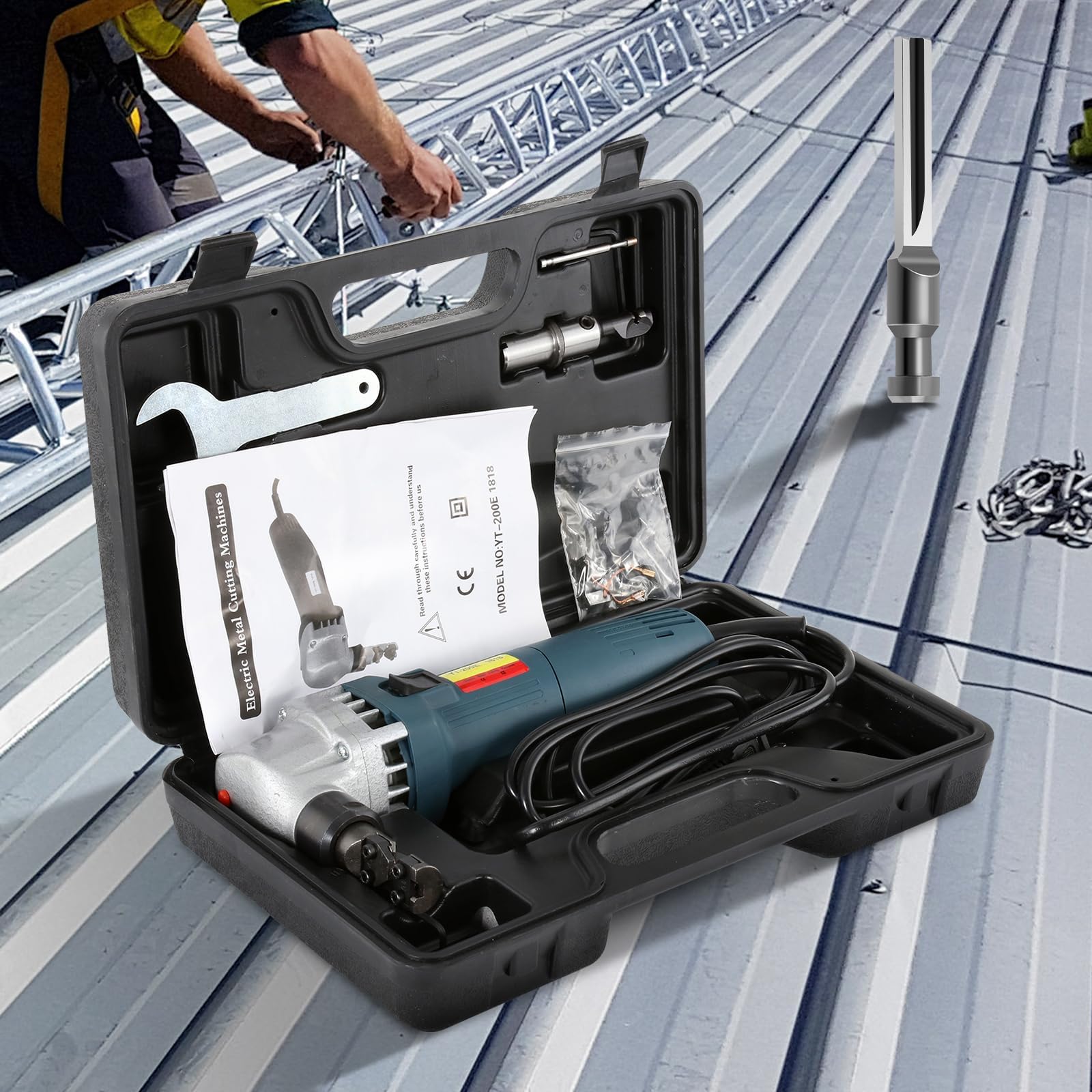 POWLAB Sheet Metal Nibbler 380W Electric Metal Nibbler Cut Set with POWLAB Sheet Metal Nibbler