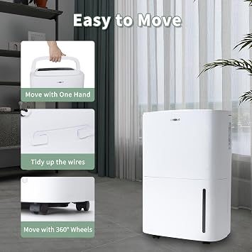 Uhome 120 Pints Dehumidifier with Drain Hose - 6000 Sq. Ft Quiet Dehumidifier for Home, Basements, Storages and Large Rooms with 5L Water Tank