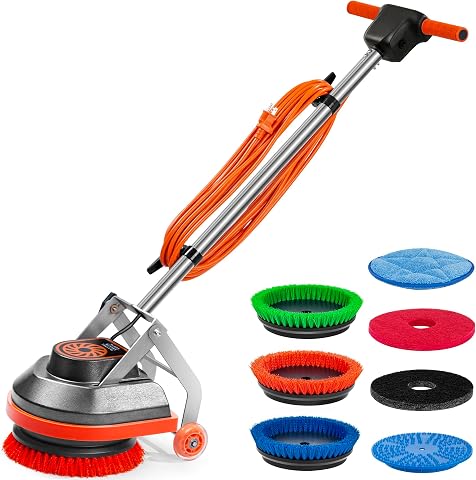 HHQ Commercial Floor Scrubber Machine with Brushes and Pads, Heavy Duty Floor Cl