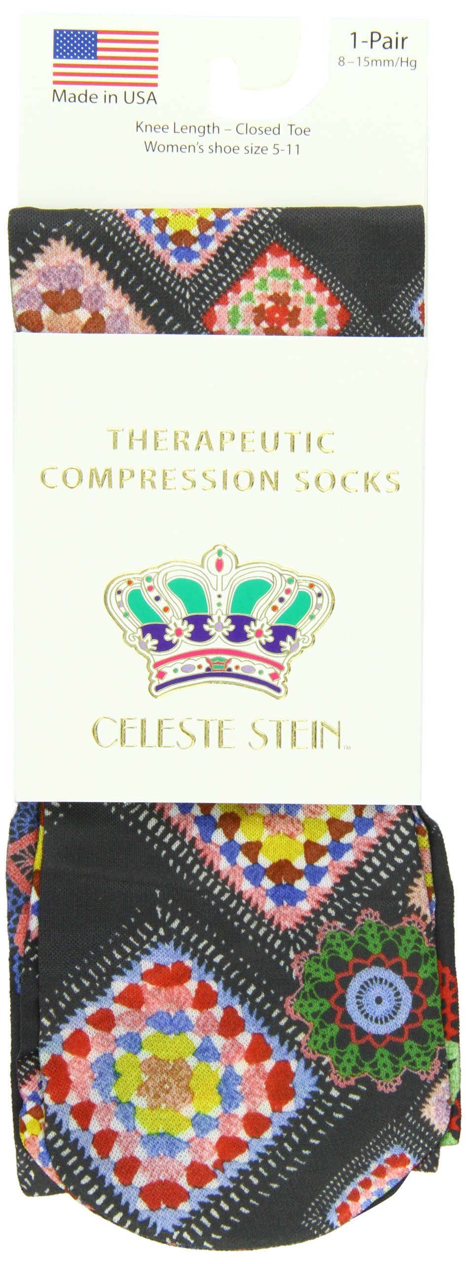 Celeste SteinTherapeutic Compression Socks, Black Michelle, 8-15 mmhg, .6 Ounce