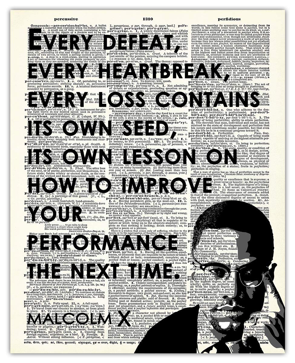 Buy Inspirational Wall Art, Malcolm X Quote Every Defeat, Heartbreak