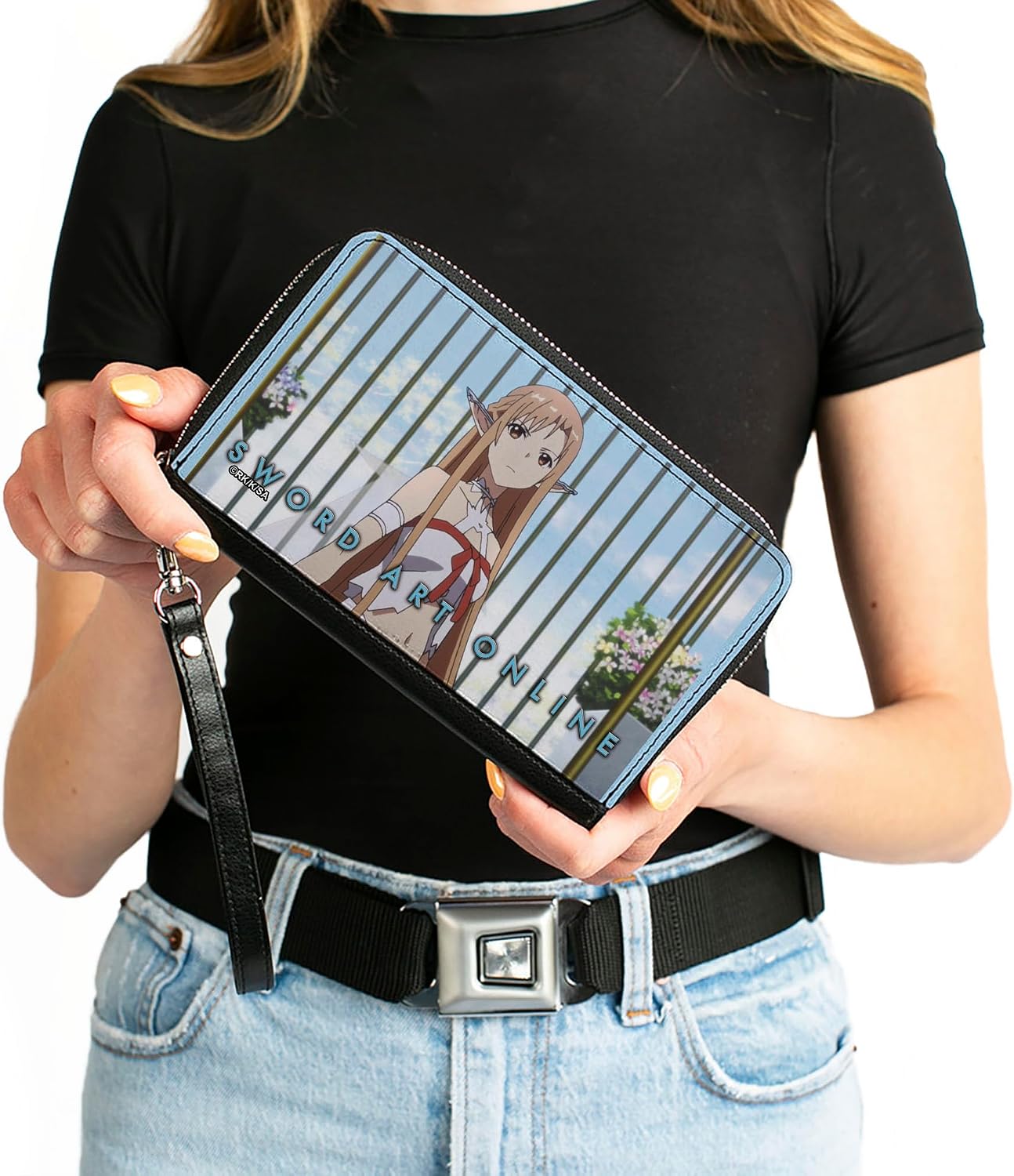 Buckle-Down Sword Art Online Wallet, Zip Around, Sword Art Online Asuna Cage Pose Scene, Vegan Leather