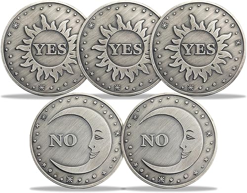Moneda de doble cara para tomar decisiones de adivinación Sí No Challenge de 5 piezas Moneda de doble cara