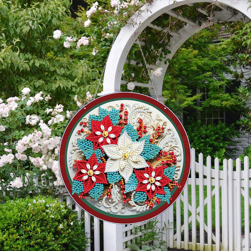 Lebartm Ornamento con ciondolo a forma di diamante fai da te a forma di speciale pittura a forma di diamante fiore croce appeso singolo ornamento diamante per adulti casa giardino parete porta