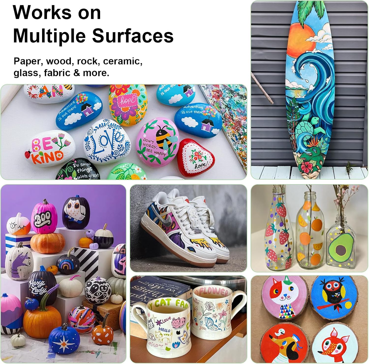 Dual Tip Acrylic Paint Pens, 12 Colors Acrylic Paint Markers with Fine & Brush Tip, Water-Based Permanent Paint Pens for Rock Painting, Canvas, Glass, Wood, Ceramic, Fabric DIY Crafts image 4