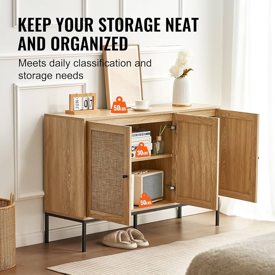 Amazon.com: VEVOR Rattan Storage Cabinet with 3 Magnetic