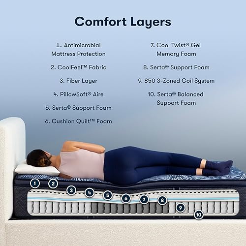 Miniatura 2 de Serta Perfect Sleeper Ultimate - Colchón Queen de 14.5 pulgadas, parte superior firme tipo almohada, espuma viscoelástica con gel refrescante,