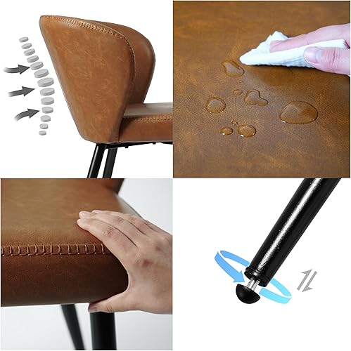 Miniatura 6 de CangLong Juego de 2 sillas de comedor, sillas de cocina tapizadas con asiento acolchado de piel sintética y patas de metal, sillas de comedor