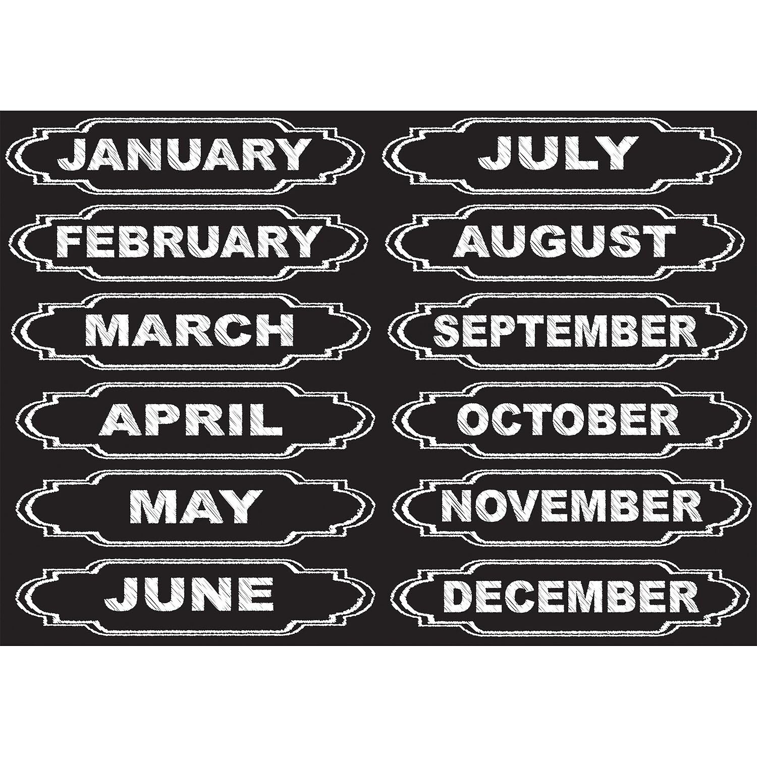 Ashley Productions Die-Cut Magnets, Chalkboard Calendar Months, 12/Pack (ASH19005)
