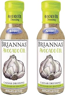 BRIANNAS - Avocado Oil Caesar Dressing - Nutrient Rich, Keto Friendly, Dairy Free Salad Dressing made with 100% Avocado Oil - 10 oz. Bottles - 2 Pack