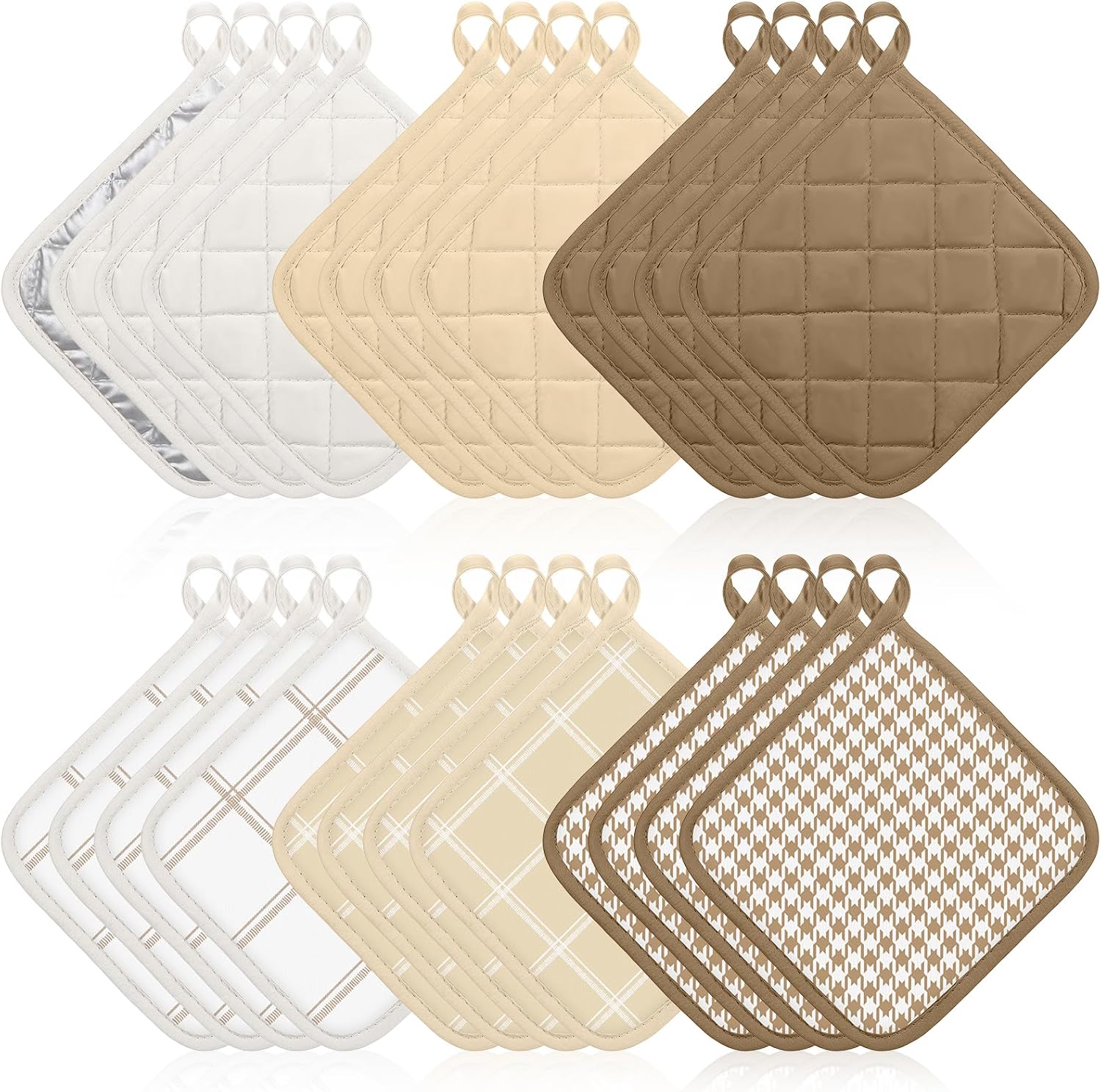 24 PCS Pot Holders for Kitchen and Dining Table Heat Resistant Hot Pads Multicolor Potholders Bulk Hot Pads Oven Mitts Cloth Coaster Mitts Trivet for Cooking and Baking 7 x 7 Inch
