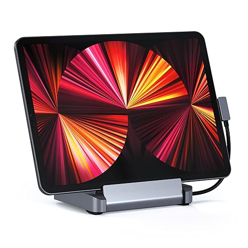 Immagine del prodotto SATECHI Stand & Hub Per iPad, Hub USB-C 6-in-1, Supporto Pieghevole - 60W USB-C PD, HDMI 4K, Porta Dati USB-A, Lettore Micro/SD, Jack Audio Da 3,5 mm - Per M2/ M1 iPad Pro, M1 iPad Air, iPad Mini.