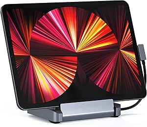 Satechi USB C Hub - iPad Pro USB C Hub - Aluminum Stand &amp; Hub – 6-in-1 iPad Dock Foldable Stand – iPad Docking Station- iPad Hub for M2, M1 iPad Pro/iPad Air, iPad Mini 6 Gen