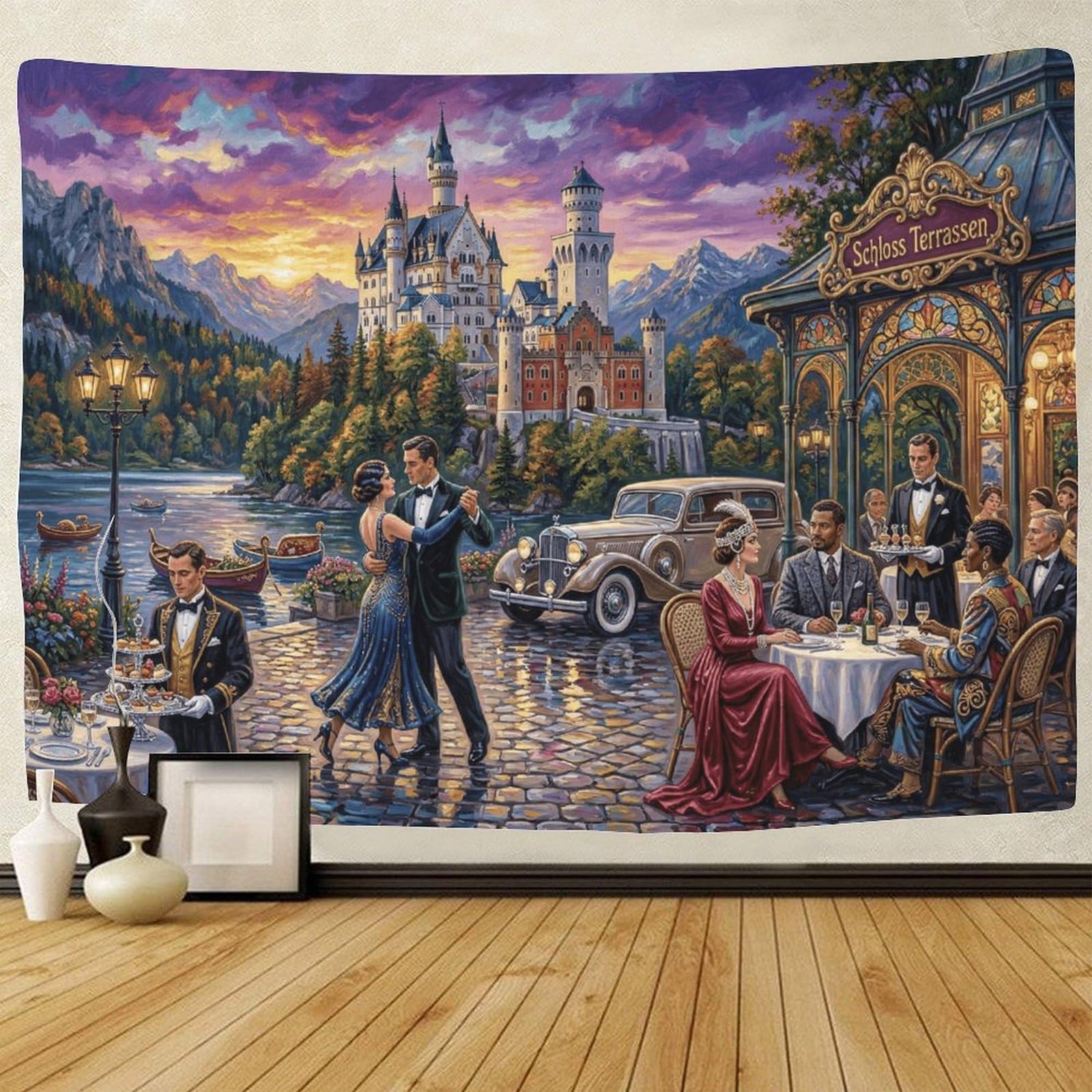 ASDFGHJKLZA Neuschwanstein Castle 3D Print Wall Tapestry Wall Hanging Decor Oil Art Tapestries Home Decoration Curtain Living Room College Dorm 70cmx100cm