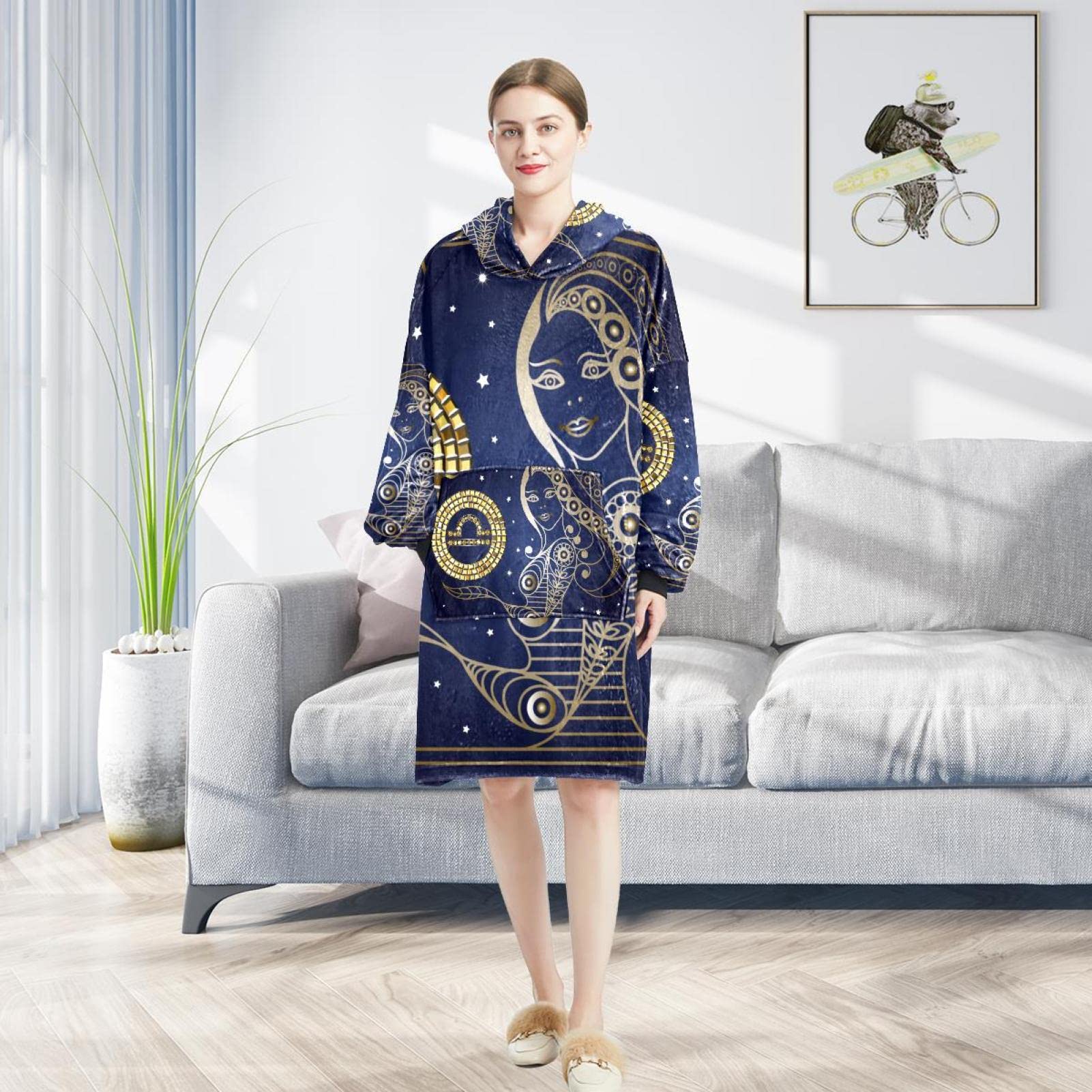 Bluza z kapturem do noszenia, oversize z kapturem dla kobiet, wygodna bluza damska ze znakiem zodiaku, wielobarwny, rozmiar uniwersalny