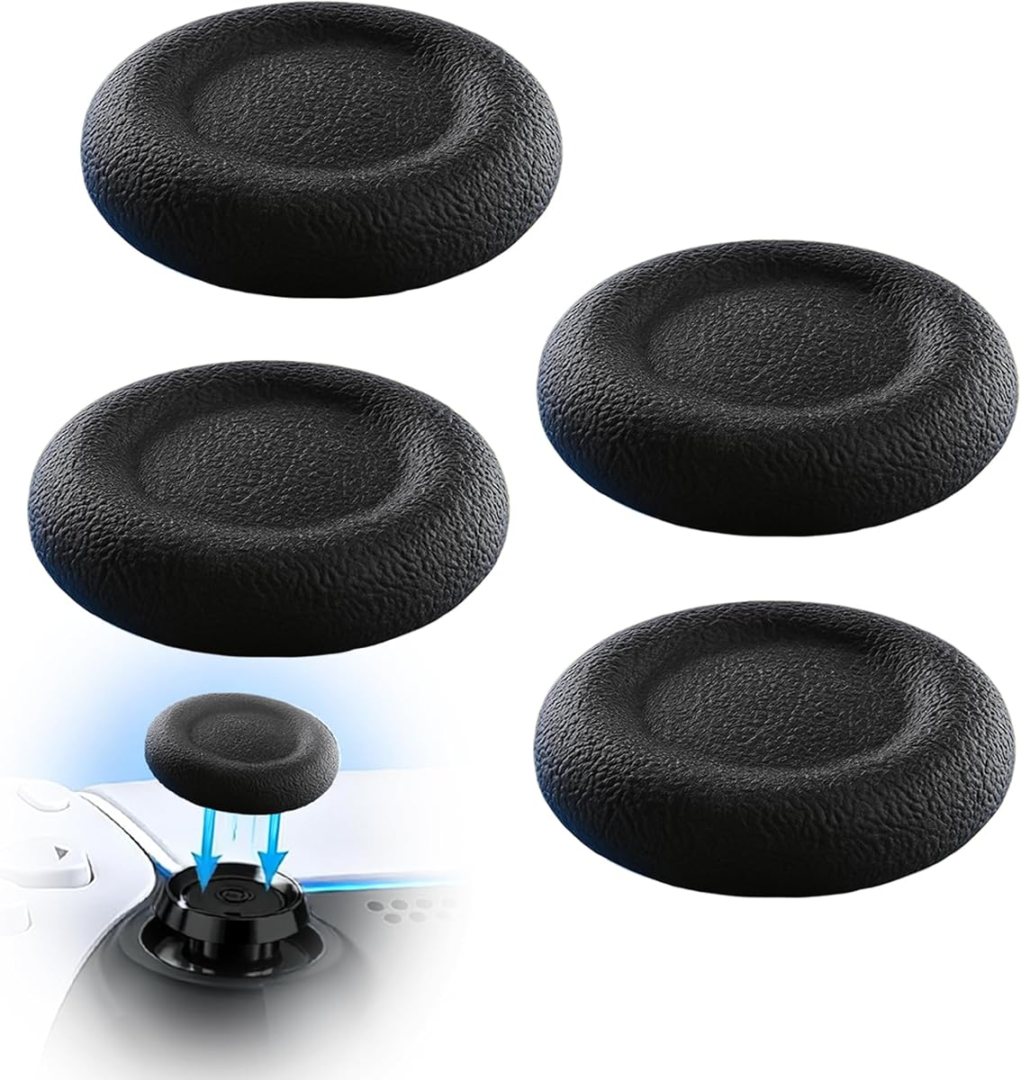 MatoSan Joystick Tapas de Agarre de Repuesto para Controlador PS5/PS4/Xbox Series/8BitDo, Piezas de Repuesto de Thumbstick Antideslizantes, Tapas de Palo analógico de Silicona (4 Piezas) (4 x Negro)