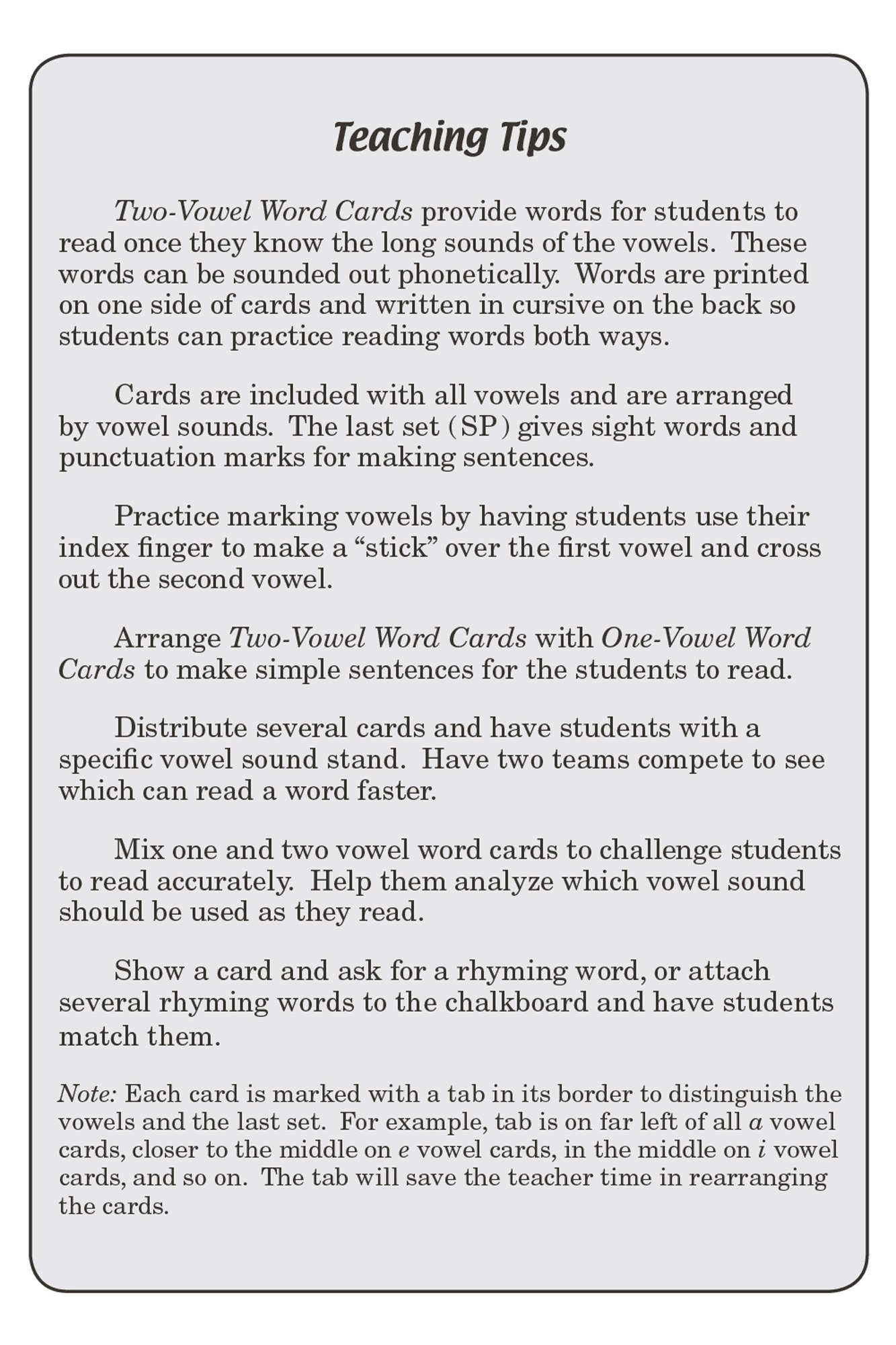 Two-Vowel Word Cards - Abeka 4 to 5 Year Old Kindergarten Phonics Reading Program Teaching Aid Flash Cards - Image 4