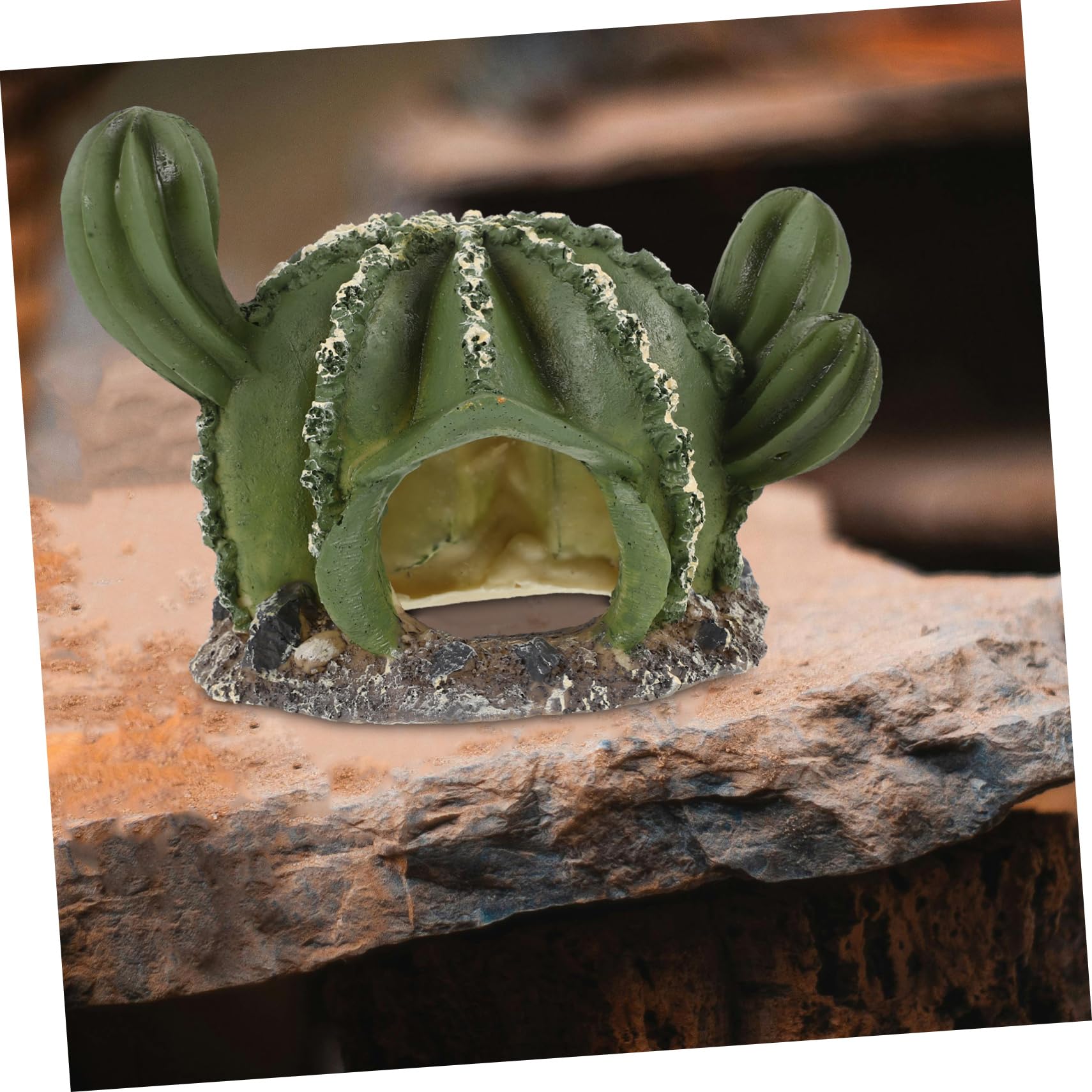 BESPORTBLE 4pezzi Caverna Decorativa Resina Per Rettili Forma Di Cactus Nascondiglio Pratico Per Terrario Rifugio Naturale Per Lucertole e Altri Animali Esotici