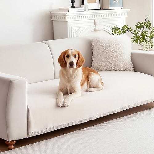 Miniatura 1 de Funda de felpilla para sofá de mascotas, funda bohemia para sofá modular de 3 cojines, manta lavable con borlas, protector de muebles, apta para