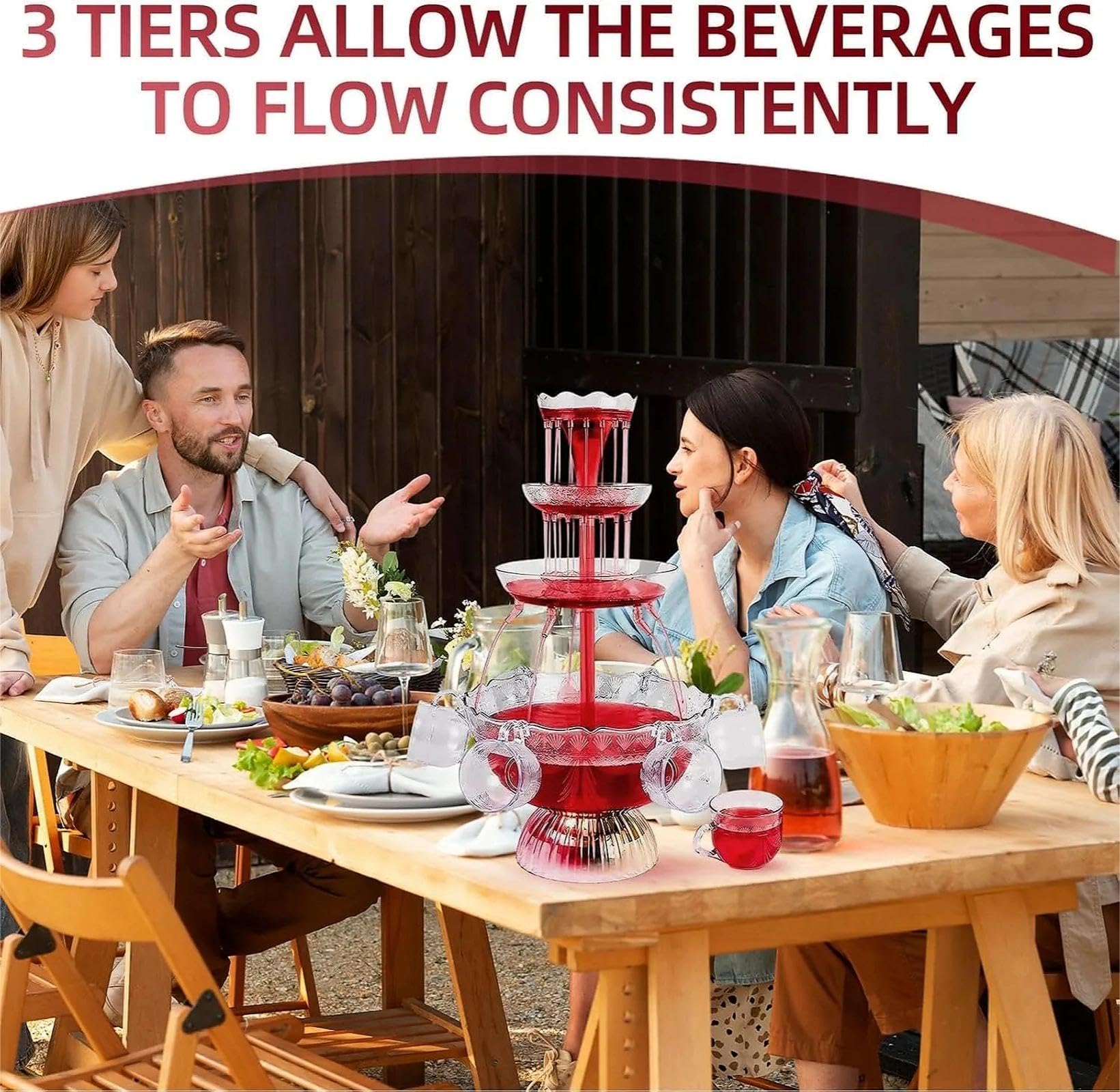 Fuente de cóctel con base LED y 5 tazas, dispensador eléctrico de bebidas para bodas, fiestas, celebraciones, bares en casa