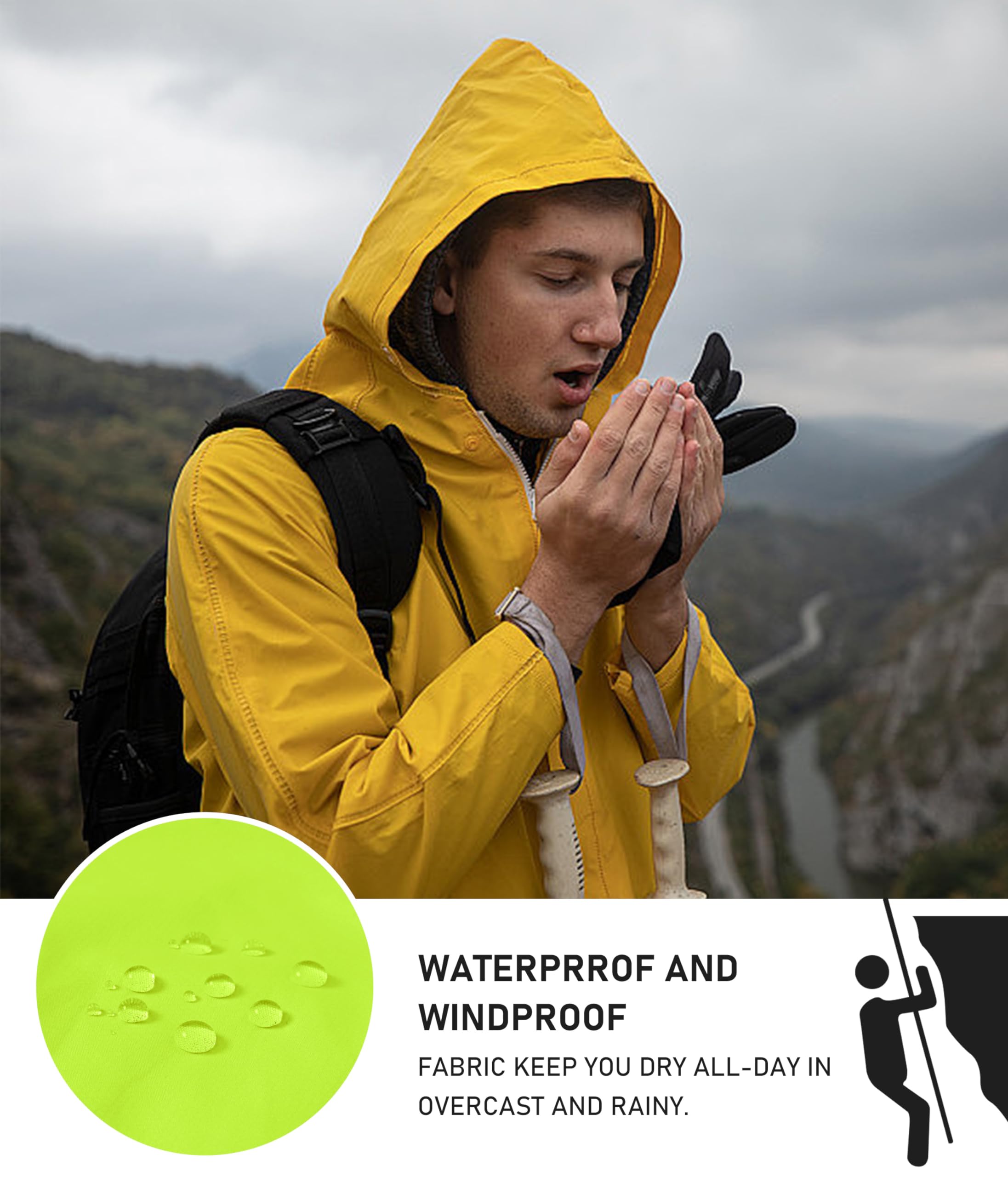 MoFiz Homme Veste Imperméable Pliable Légère Coupe-vent Cyclisme Plein air Voyage Course à pied Randonnée