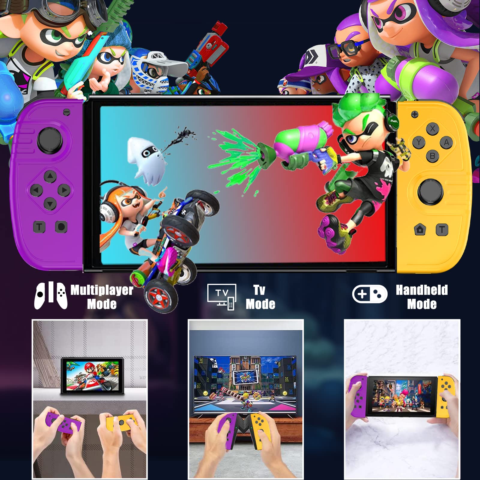 Joycons for Nintendo Switch Controller, Replacement for Switch JoyPad, Left and Right Joycons Nintendo Switch Controller, Support Dual Vibration, Wake-up, Motion Control