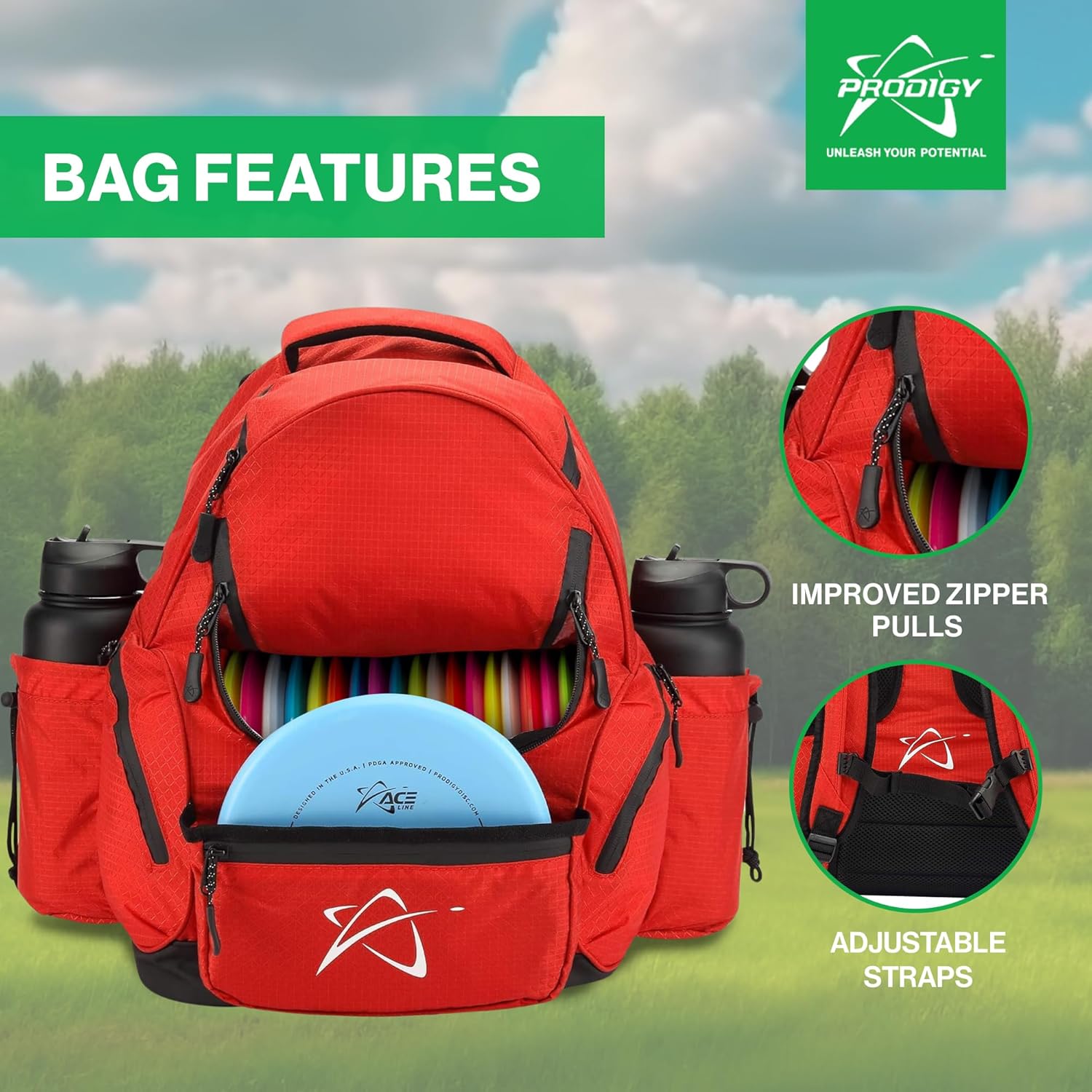Prodigy Disc BP-3 V3 Disc Golf Backpack | Golf Bag with 20+ Disc Capacity | Large Disc Bag | Tear & Water Resistant
