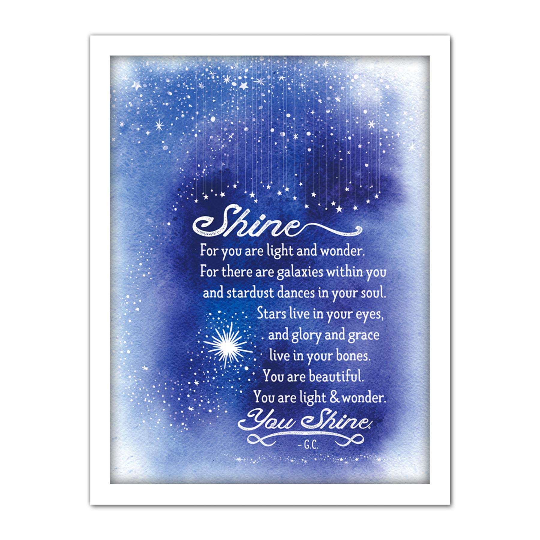 Wee Blue Coo Quote Shine Stars Artwork Framed Wall Art Print 18X24 Inch