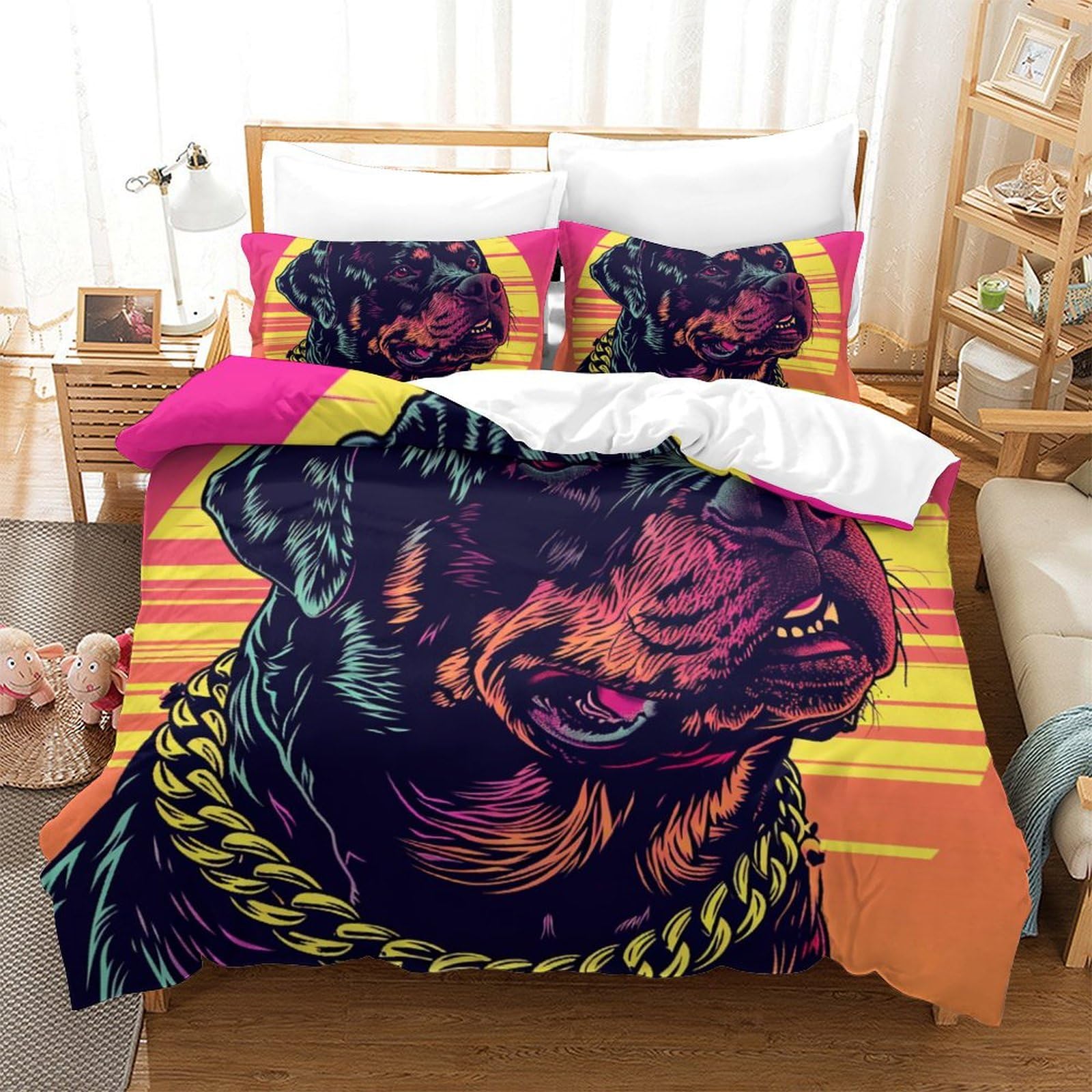 Housses de couettes 3D pour grand lit 260x220cm motif Rowena