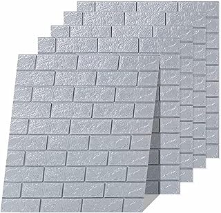 Euro Tische 5x 3D Wandpaneele selbstklebend – Tapete in Steinoptik für Wandgestaltung – wasserfeste Fliesenaufkleber für Schlafzimmer, Badezimmer, Küche & mehr – 5 Stück Grau (70x77 cm)