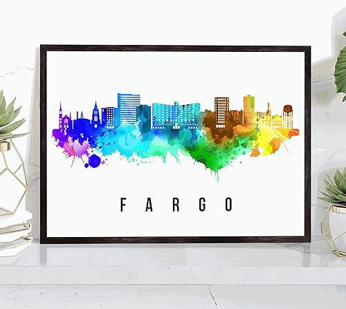 Miniatura 1 de Póster de Fargo Skyline Dakota del Norte, pintura de paisaje urbano de Dakota del Norte, póster de Fargo Dakota del Norte, impresión de paisaje