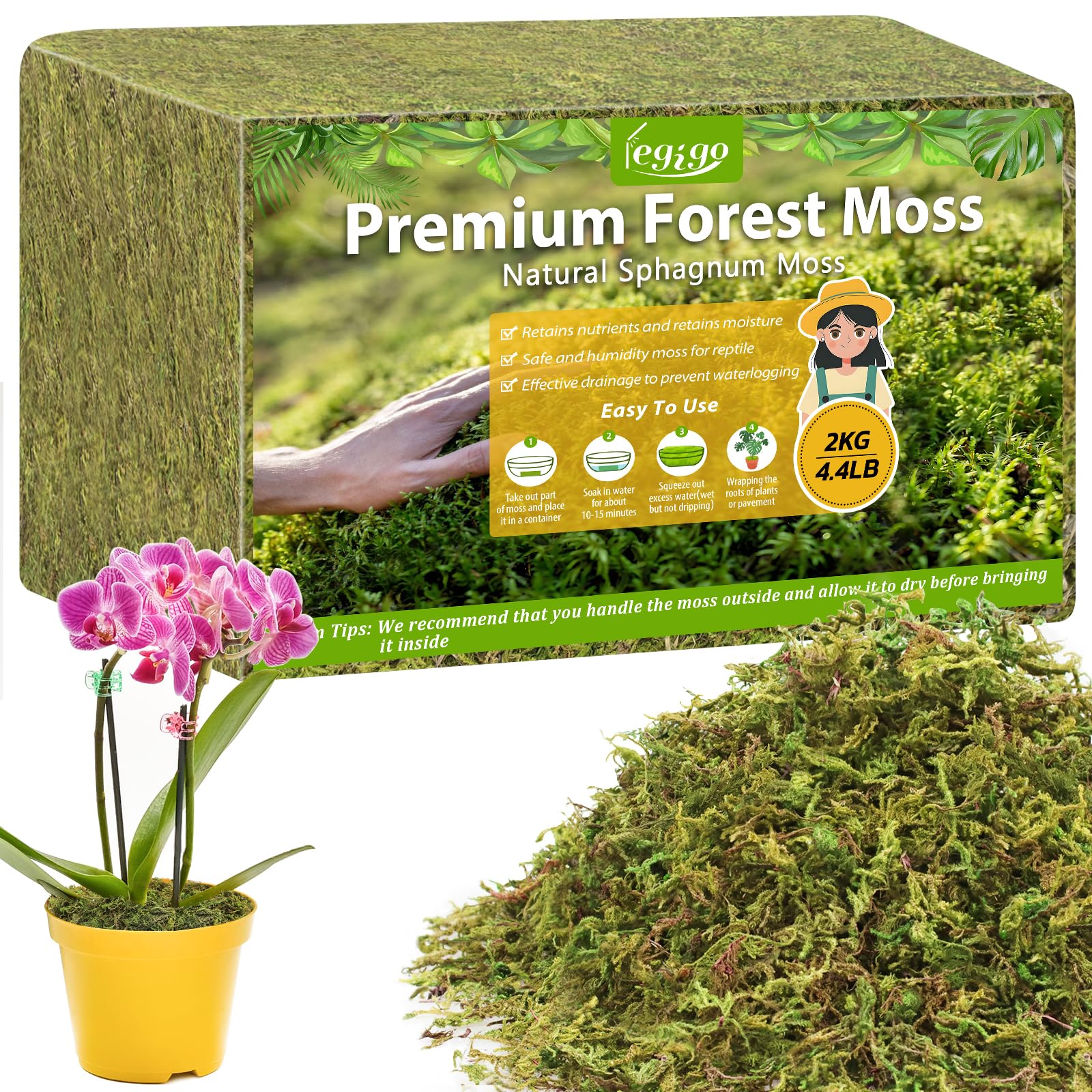 Legigo 4.4LB natural long fiber sphagnum moss