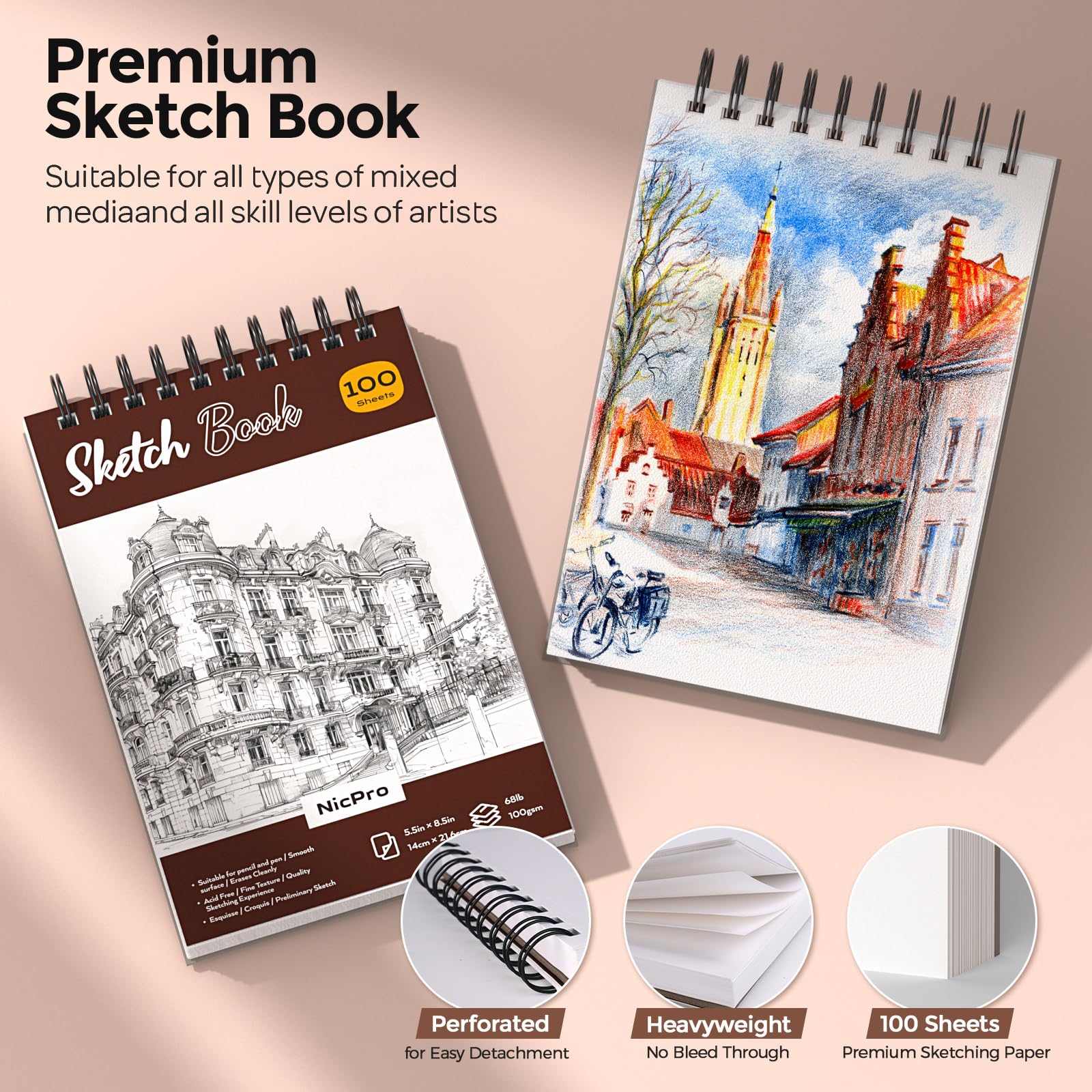 Nicpro 58 PCS Art Drawing Supplies Kit in Leather Case - Image 4