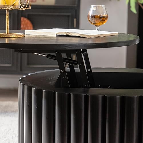 Miniatura 17 de KEVINSPACE Mesa auxiliar redonda pequeña para sala de estar, mesa auxiliar circular de madera, mesita de noche para apartamento, dormitorio, Ø 23.4"