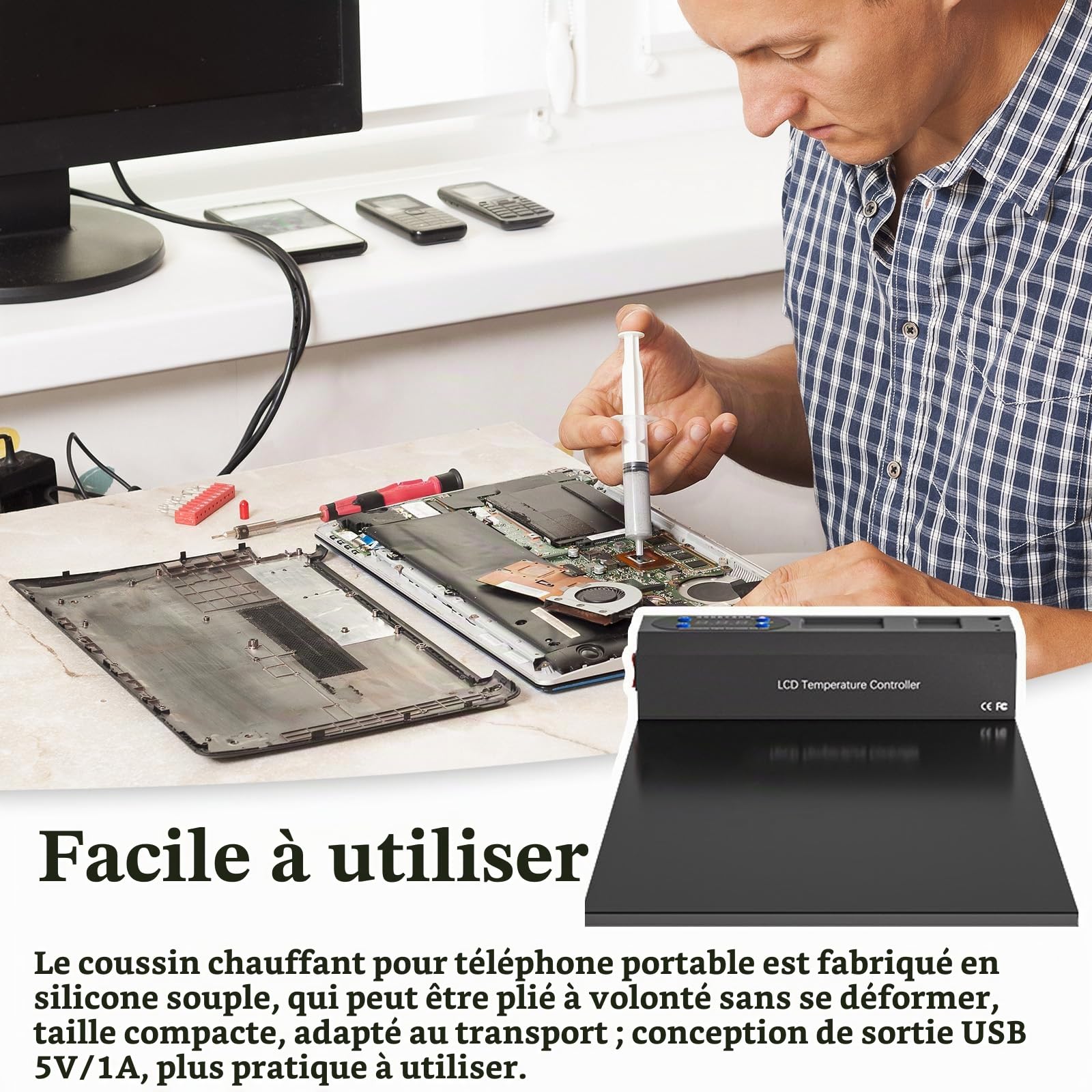 Tapis De Soudure, Tampon Chauffant SéParateur D'éCran, Coussin Chauffant pour éCran LCD Smartphone Et Tablette, Machine De SéParation D'éCran LCD pour Smartphone 350 W, 35 X 21 X 5,5 Cm