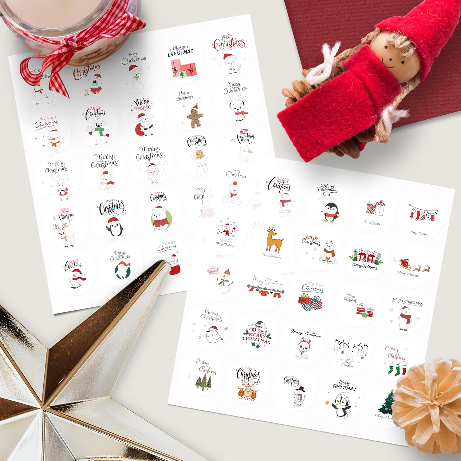 Dessie 50 Unique Christmas Cards Boxed with Envelopes & Stickers, 4” x 6” Holiday Cards for Kids Charity Work Employees Clients, Bulk Variety Pack - Image 5