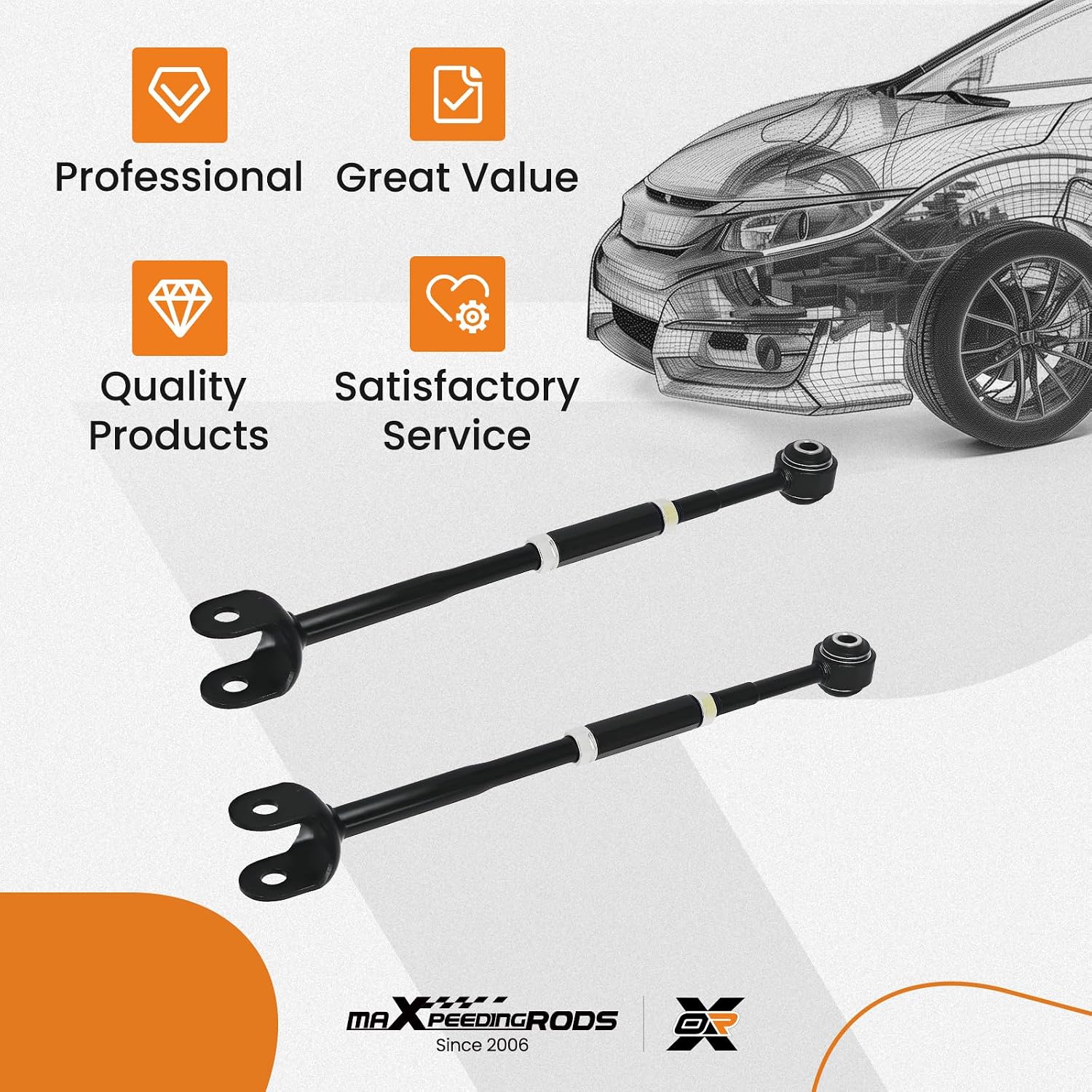 maXpeedingrods K641864 Rear Lower Rearward Control Arm with Bushing for Toyota Camry 2002-2011 Avalon 2005-2012 Highlander 2001-2003 Solara 2004-2008 Lexus ES300 2002-2003 ES330 ES350